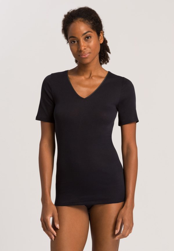 Cotton Seamless Fitted Cotton V-Neck Top - Image 2