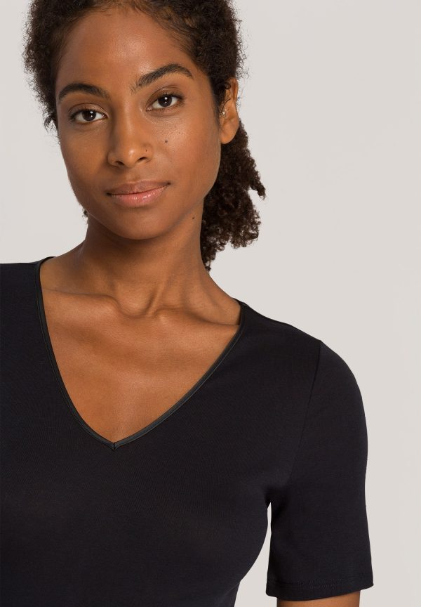 Cotton Seamless Fitted Cotton V-Neck Top - Image 3