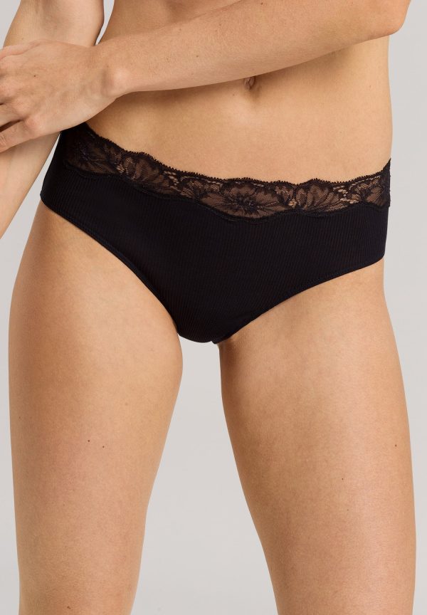 Lace Delight Fine Ribbed Cotton Hi-Cut Brief - Image 2