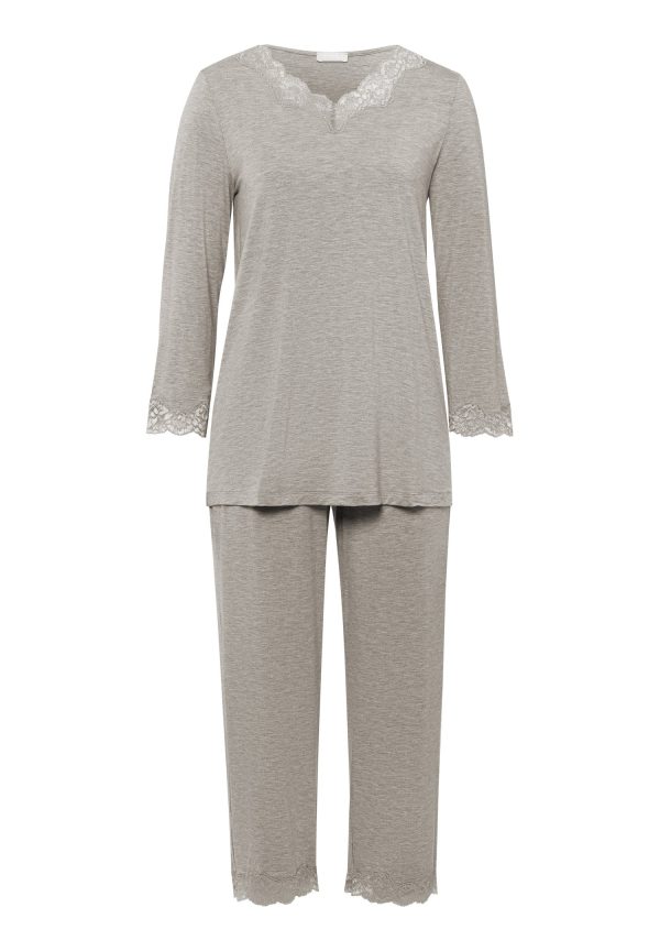 Natural Elegance Scalloped Lace Trim Pajama Set