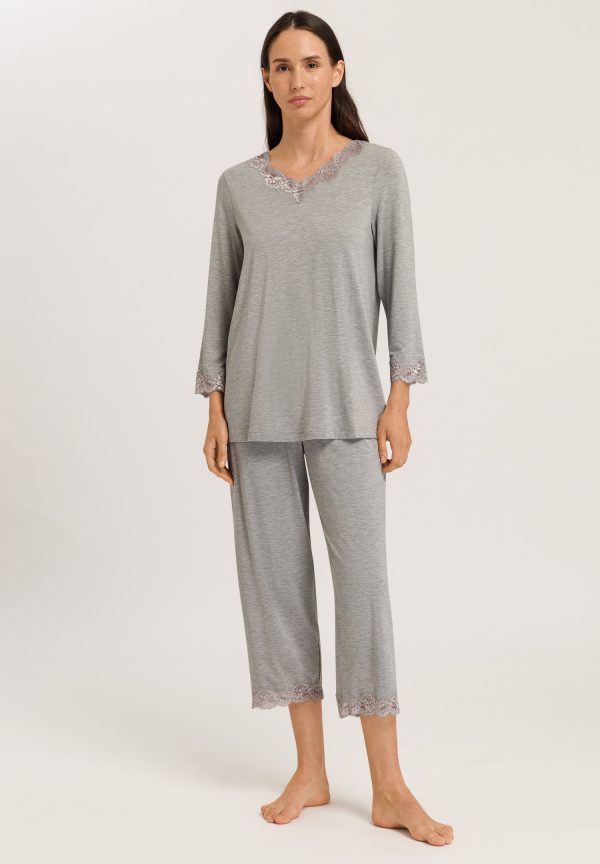 Natural Elegance Scalloped Lace Trim Pajama Set - Image 3