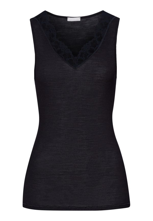 Woolen Lace Fine Ribbed Wool And Silk Tank Top