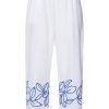 Liz Embroidered Cotton Cropped Pants
